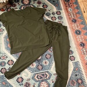 Olive Green Women's Scrub set top & Joggers